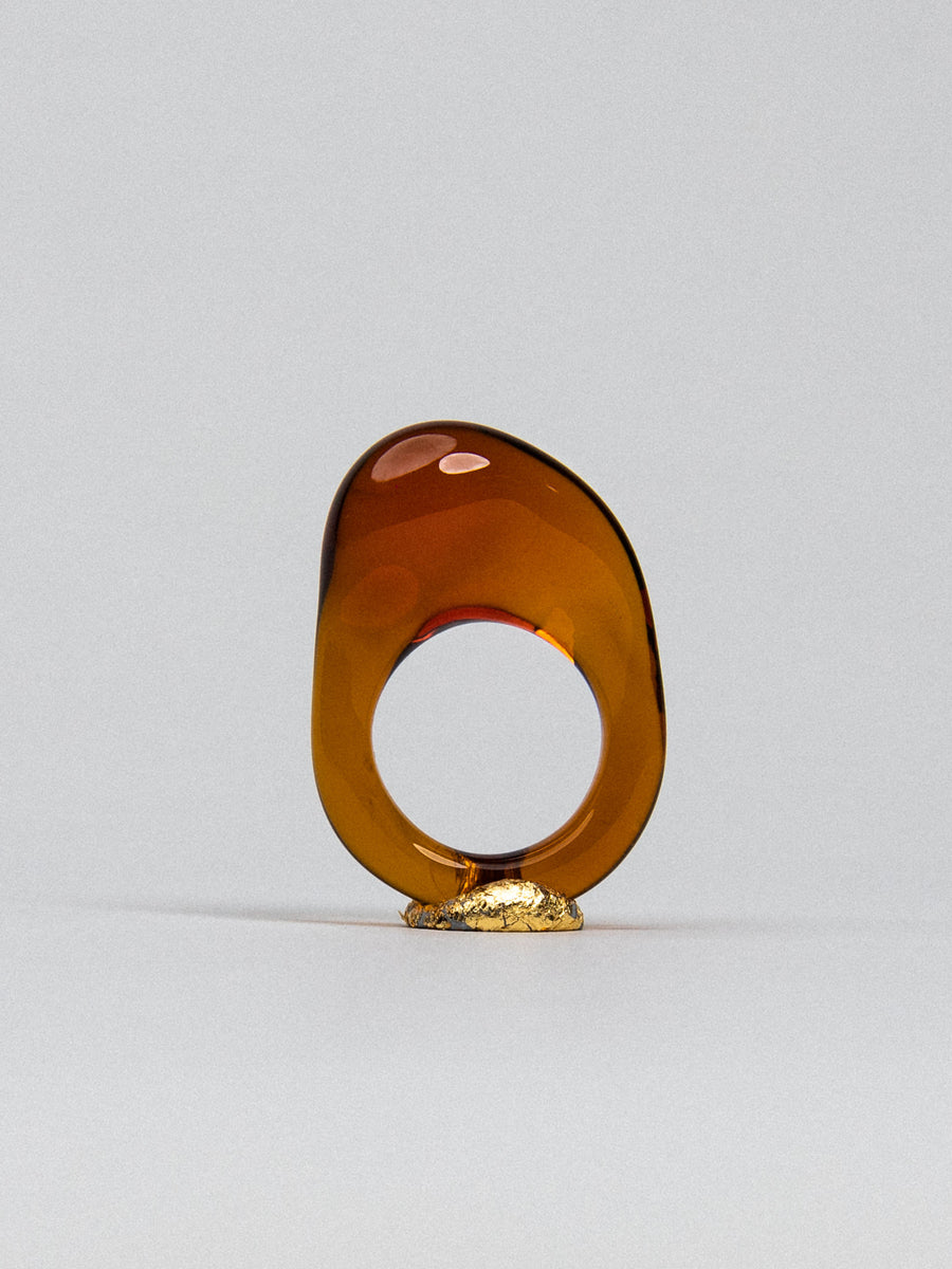 Amber Pebble Ring