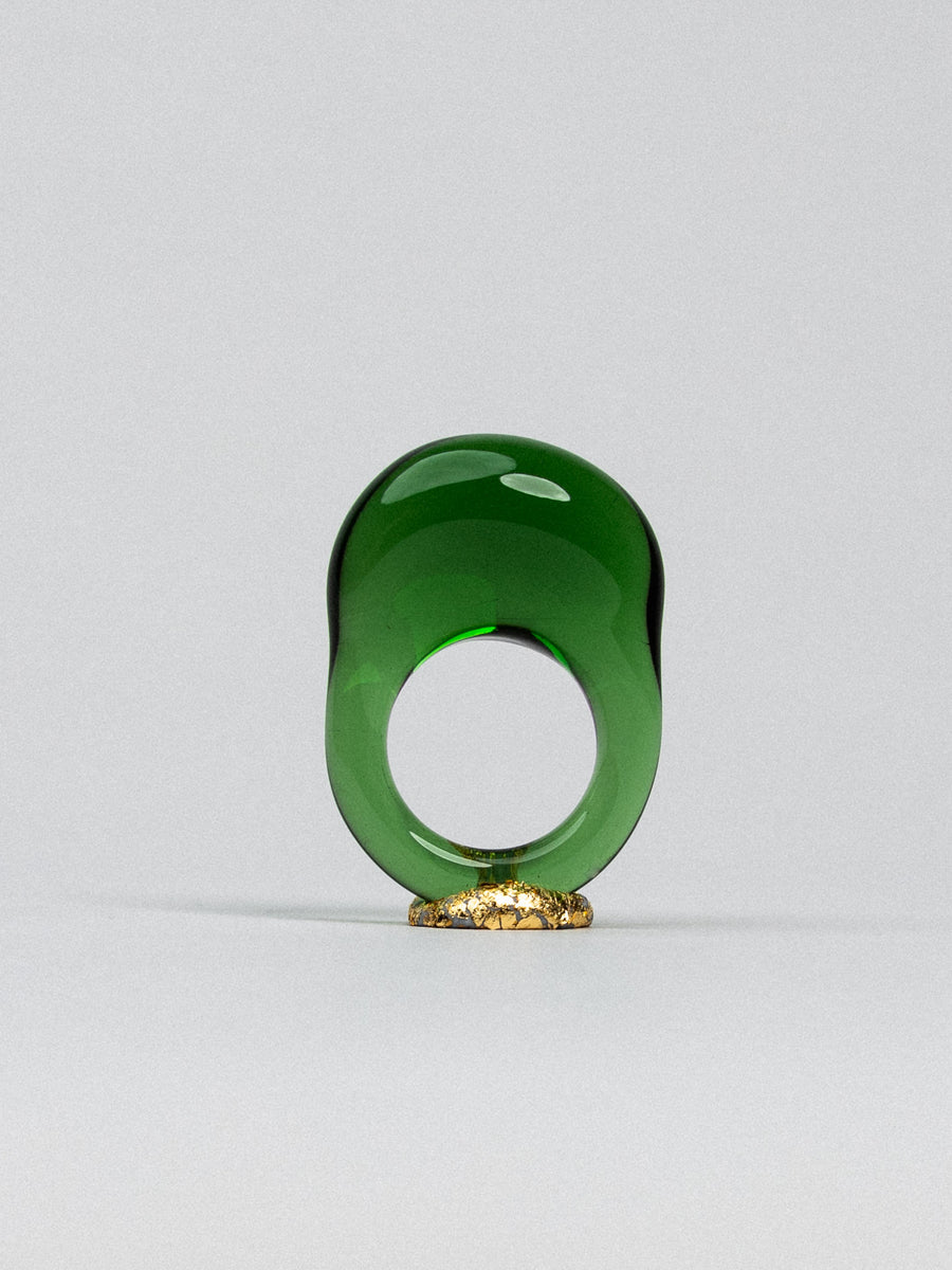 Bottle Green Pebble Ring